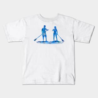 Paddleboard blue art Kids T-Shirt